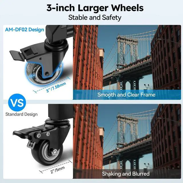 Alt view image 2 of 5 - SIRUI Photography Tripod Dolly, Heavy Duty Universal Tripod Wheels with 3" Rubber Wheel, Adjustable Legs, 33lbs Capacity for DSLR Cameras Camcorder Photo Video Lighting (AM-DF02)