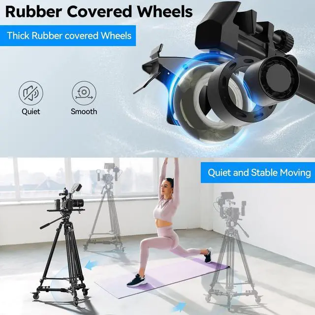 Alt view image 3 of 5 - SIRUI Photography Tripod Dolly, Heavy Duty Universal Tripod Wheels with 3" Rubber Wheel, Adjustable Legs, 33lbs Capacity for DSLR Cameras Camcorder Photo Video Lighting (AM-DF02)