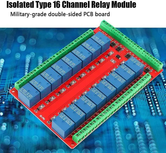 Alt view image 2 of 5 - 16 Channel Relay Board, High Low Level DC 5V Two Way Isolated Optocoupler Interface Module,AC 250V 10A,DC 30V/10A,User Friendly Interface, Power Reverse Connection