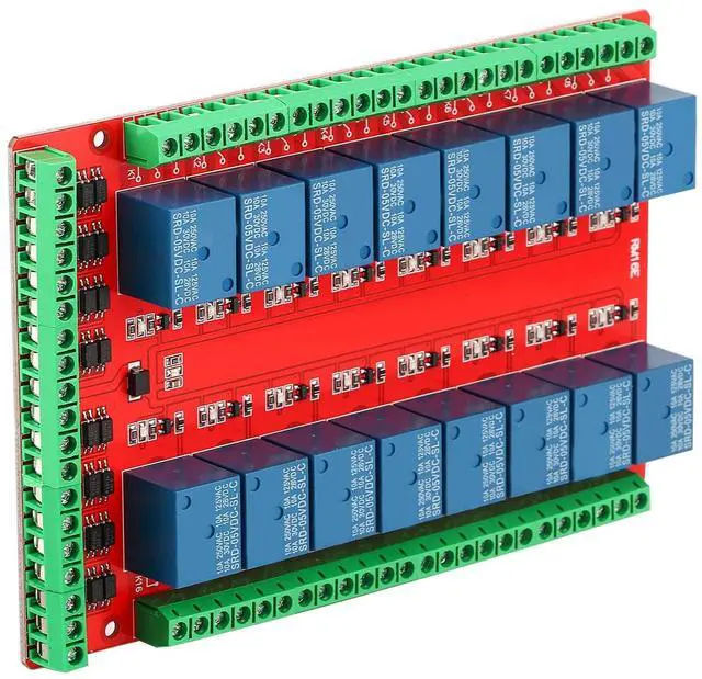 Alt view image 4 of 5 - 16 Channel Relay Board, High Low Level DC 5V Two Way Isolated Optocoupler Interface Module,AC 250V 10A,DC 30V/10A,User Friendly Interface, Power Reverse Connection