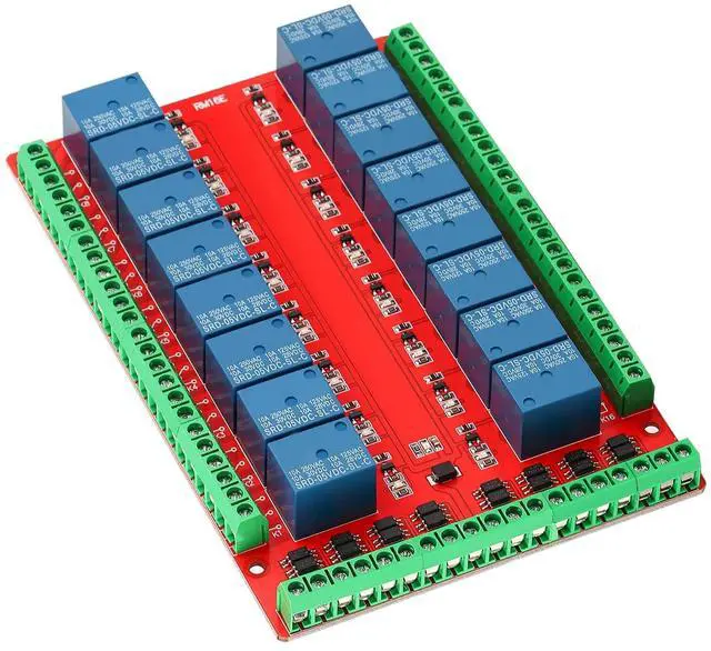 Alt view image 5 of 5 - 16 Channel Relay Board, High Low Level DC 5V Two Way Isolated Optocoupler Interface Module,AC 250V 10A,DC 30V/10A,User Friendly Interface, Power Reverse Connection