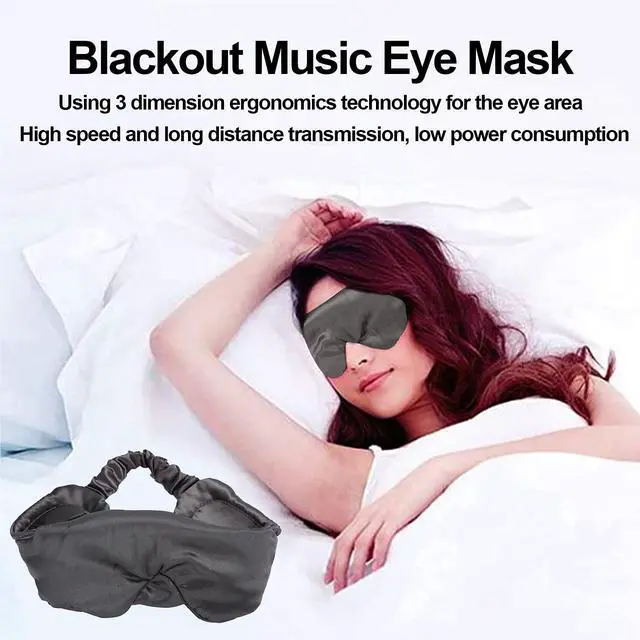 Alt view image 2 of 5 - Bluetooth 5.0 Sleep Mask Headphones, 3D Contoured Music and Soft Silk Sleeping Eye Cover Support Hand-Free Calling, Rechargeable & Washable (Grey)