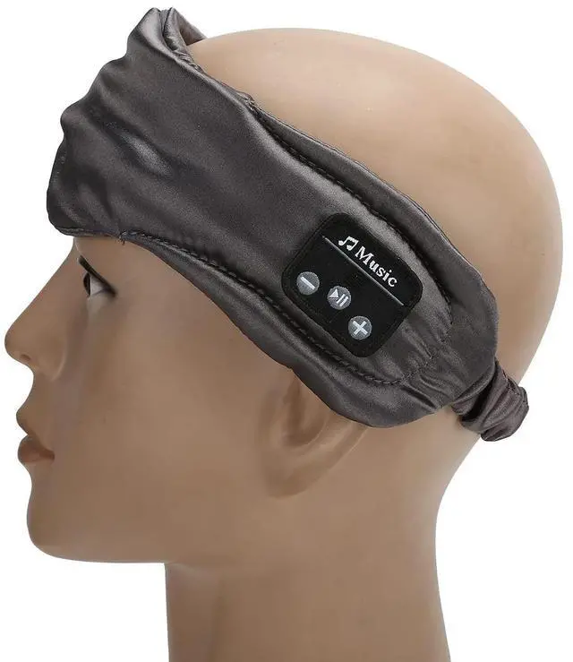 Alt view image 5 of 5 - Bluetooth 5.0 Sleep Mask Headphones, 3D Contoured Music and Soft Silk Sleeping Eye Cover Support Hand-Free Calling, Rechargeable & Washable (Grey)