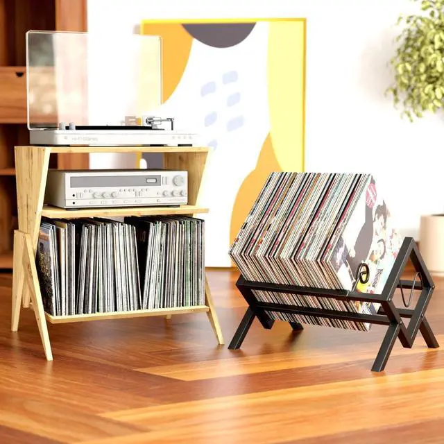 Alt view image 4 of 5 - EKNITEY Vinyl Record Storage Holder - Metal Record Stand 80-100 LP Storage Vinyl Organizer for Albums Audio Easy to Assemble Black