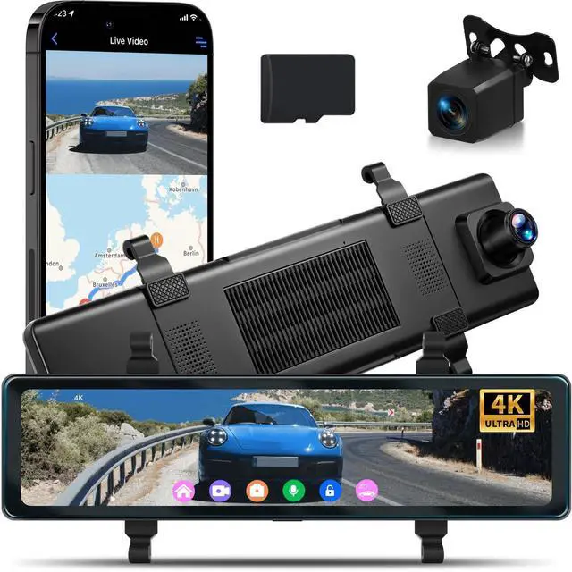 Main image of NHOPEEW 4K HD Rear View Mirror Camera with WiFi & APP Control - 11.26 Inch Touchscreen Mirror Dash Cam Front and Rear - GPS/Night Vision/Loop Recording/G-Sensor/ADAS/BSD/LCA + Backup Camera