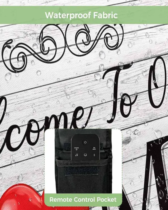Alt view image 3 of 5 - Outdoor TV Cover Welcome To Our Home Retro Wood Grain Waterproof Weatherproof TV Covers for 48 to 50 Inch Outside Flat Screen TV Protector Shield 48"W x 30"H x 4.5"D
