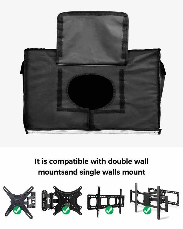 Alt view image 4 of 5 - Outdoor TV Cover Welcome To Our Home Retro Wood Grain Waterproof Weatherproof TV Covers for 48 to 50 Inch Outside Flat Screen TV Protector Shield 48"W x 30"H x 4.5"D