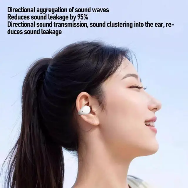 Alt view image 5 of 5 - Tangxi 2-in-1 Clip on Open Ear Headphones Wireless Earbuds, Bluetooth 5.3 Couple Earbuds with Clear HiFi Sound, Noise Reduction, IPX5 Water Proof, 140H Playtime (White)