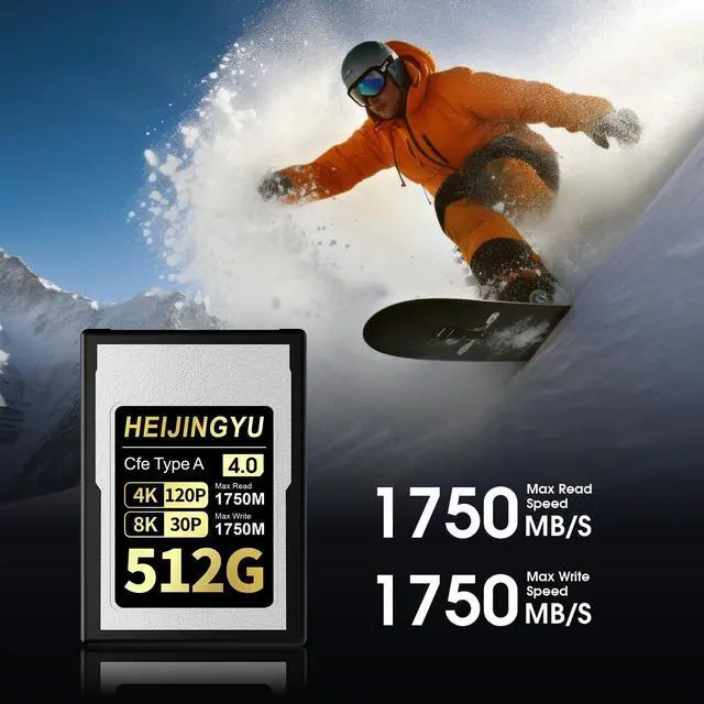Alt view image 3 of 5 - HEIJINGYU 512GB CFexpress 4.0 Type A High Performance Memory Card Professional Grade, Up to 1750MB/s Read Speed and 1750MB/s Write Speed for 4K 120P, 8K 30P Recording for Sony Alpha & FX Cameras