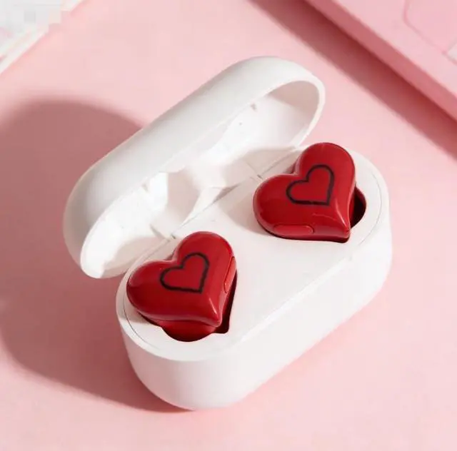 Alt view image 2 of 5 - YOUTHINK Heart Shaped Earbuds Stylish Unique Gradient Light HiFi Stereo Sound for Sport Business Earphones with Charging Case for Workouts Running PC, ABS 2 Earphones 8 Earplugs (#1)
