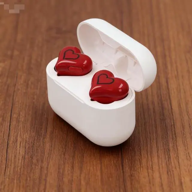 Alt view image 3 of 5 - YOUTHINK Heart Shaped Earbuds Stylish Unique Gradient Light HiFi Stereo Sound for Sport Business Earphones with Charging Case for Workouts Running PC, ABS 2 Earphones 8 Earplugs (#1)