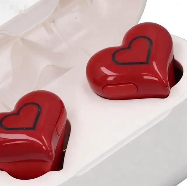 Alt view image 5 of 5 - YOUTHINK Heart Shaped Earbuds Stylish Unique Gradient Light HiFi Stereo Sound for Sport Business Earphones with Charging Case for Workouts Running PC, ABS 2 Earphones 8 Earplugs (#1)