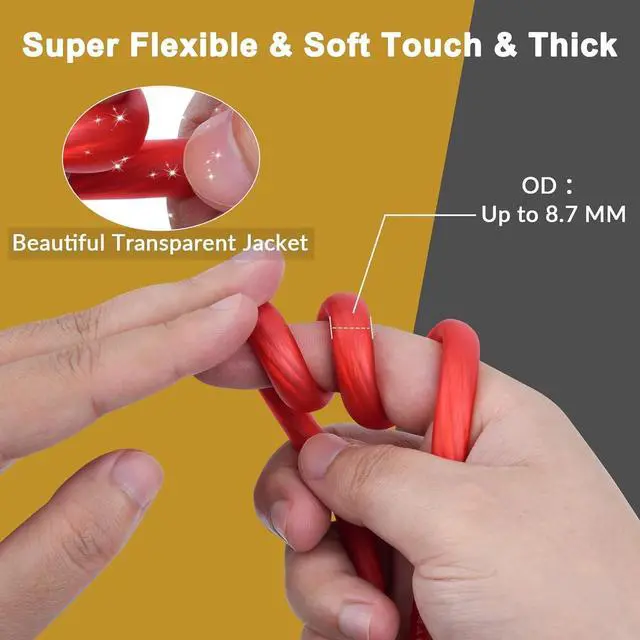 Alt view image 2 of 5 - 4 Gauge 4 AWG 30 Ft Black+30 Ft Red Power/Ground Wire Cable, True Spec Transparent Flexible Soft Touch Welding Battery Cable for Car Audio, Speaker, Solar, Marine, Generator, Automotive, RV