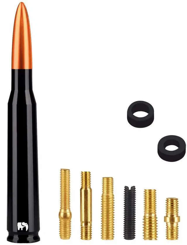 Alt view image 4 of 5 - 50 Cal Caliber Bullet Style Antenna, Compatible with Nissan - Frontier (1998-2021), Titan (2004-2023), Rogue (2008-2021), Pathfinder (2013-2019) - Designed for Optimized FM/AM Reception (Orange)