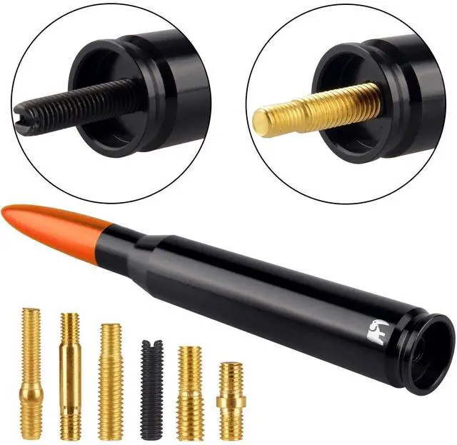 Alt view image 5 of 5 - 50 Cal Caliber Bullet Style Antenna, Compatible with Nissan - Frontier (1998-2021), Titan (2004-2023), Rogue (2008-2021), Pathfinder (2013-2019) - Designed for Optimized FM/AM Reception (Orange)