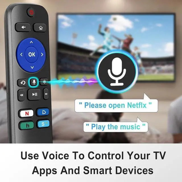 Alt view image 4 of 4 - Voice Remote Replacement - for Streaming Player, Stick, TV and Audio - 4 app Shortcuts.