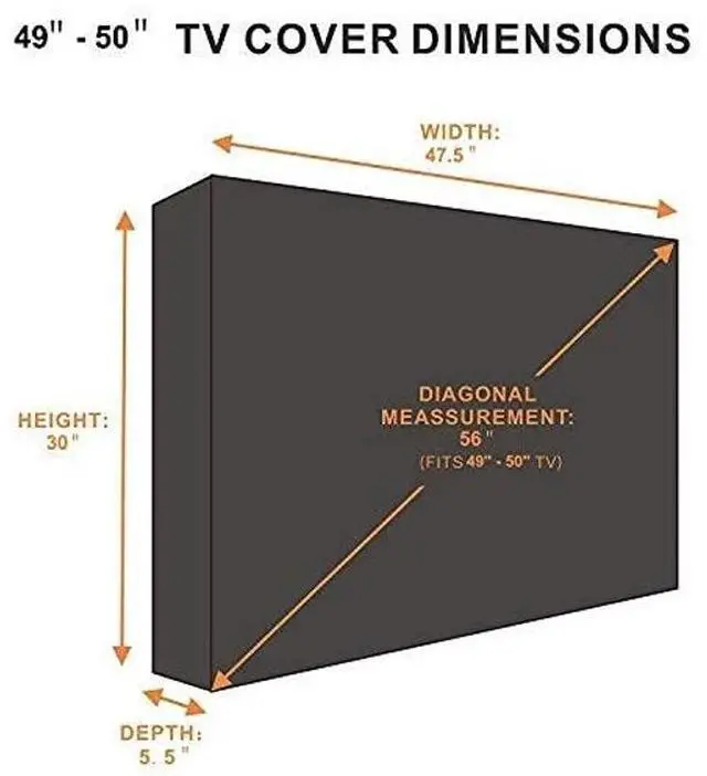 Alt view image 2 of 5 - Outdoor TV Cover 49 to 50 inches, Waterproof and Weatherproof, Fits Up to 47.5''W x 30''H for Outside Flat Screen TV