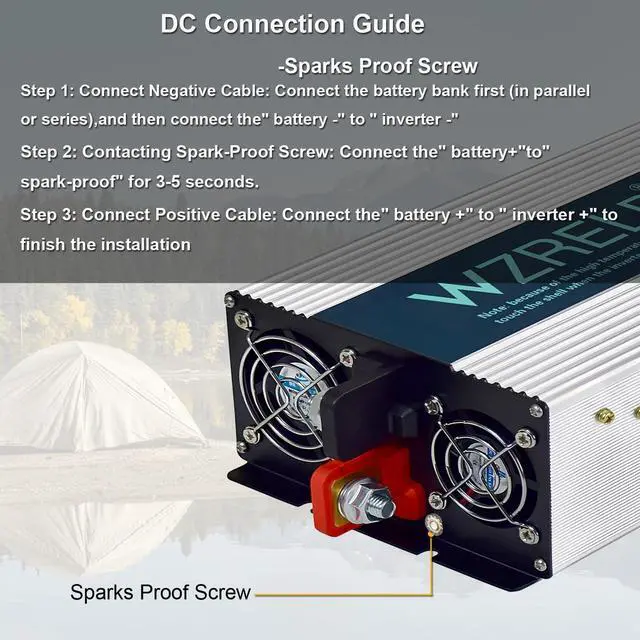 Alt view image 5 of 5 - WZRELB 4000W Pure Sine Wave Inverter, Car Power Inverter 60V DC to 110V 120V AC Converter for RV, Truck, Solar, Outdoor with Dual AC Outlets, Hardwire Port, Surge 8000W, LED Display,Off-Grid