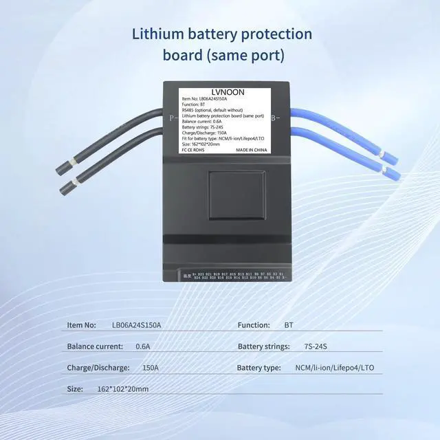 Alt view image 2 of 5 - LVNOON LB06A Smart Active Balancer BMS Lithium Battery Protection Board for Li-ion NCM LFP LiFePo4 Battery Management System 8S 10S 12S 16S 20S 21S 24S 150A 48V 60V 72V with APP Control (7-24S, 150A)