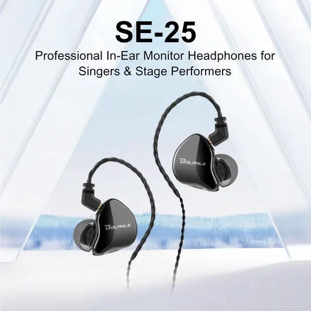 Alt view image 2 of 5 - Bolanle SE-25 Professional IEM in-Ear Monitors High-Fidelity Wired Monitor Earbuds with Dynamic Driver, Noise Isolating Earphones for Musicians, Podcasters, Vocalists & Studio Recording