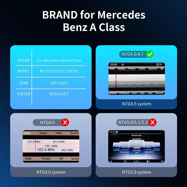 Alt view image 3 of 5 - BARGGN Wireless CarPlay/Android Auto 10.25 Touchscreen for Mercedes Benz A CLA GLA W176/C117/X117/X156 (2013-2015) with NTG4.5/4.7 Linux System, Radio Receiver, Bluetooth, Car Stereo (10.25inch