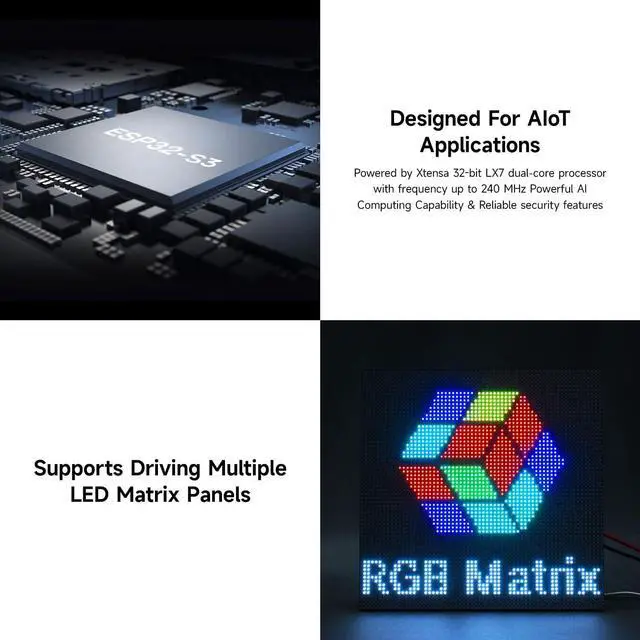 Alt view image 5 of 5 - KLAYERS ESP32-S3 RGB Matrix Driver Board with Dual Microphones Array, W-F & BT 5, AI Voice Support