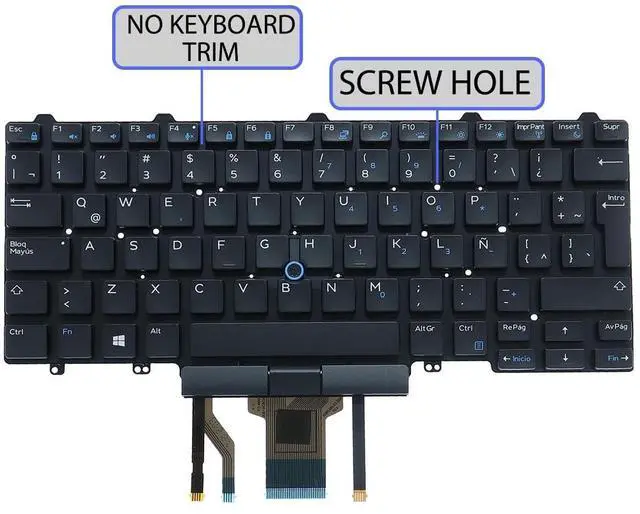 Alt view image 3 of 5 - Latin Spanish Keyboard Replacement Compatible with Dell Latitude E5450 E7450 E5470 E7470,Backlit,Pointing Stick Version,