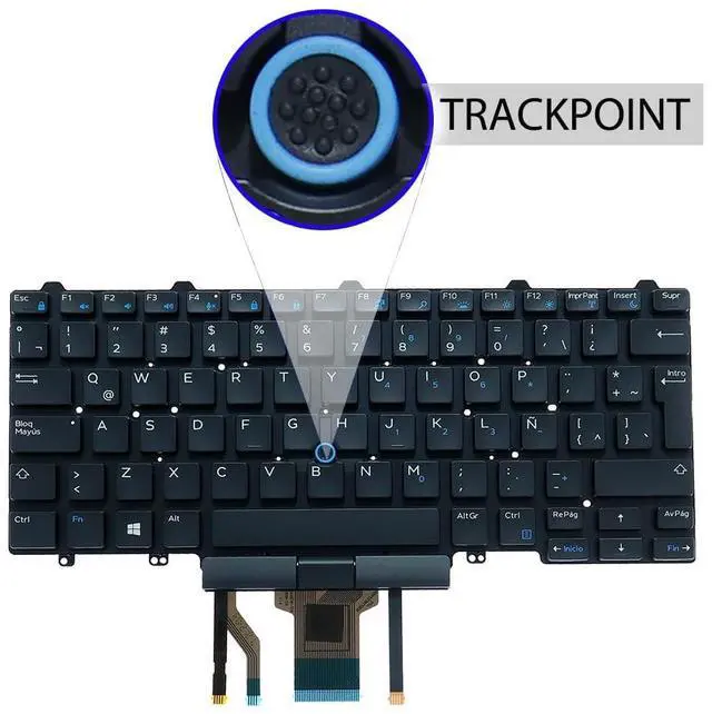 Alt view image 4 of 5 - Latin Spanish Keyboard Replacement Compatible with Dell Latitude E5450 E7450 E5470 E7470,Backlit,Pointing Stick Version,