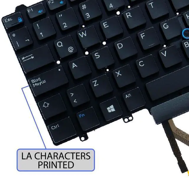 Alt view image 5 of 5 - Latin Spanish Keyboard Replacement Compatible with Dell Latitude E5450 E7450 E5470 E7470,Backlit,Pointing Stick Version,