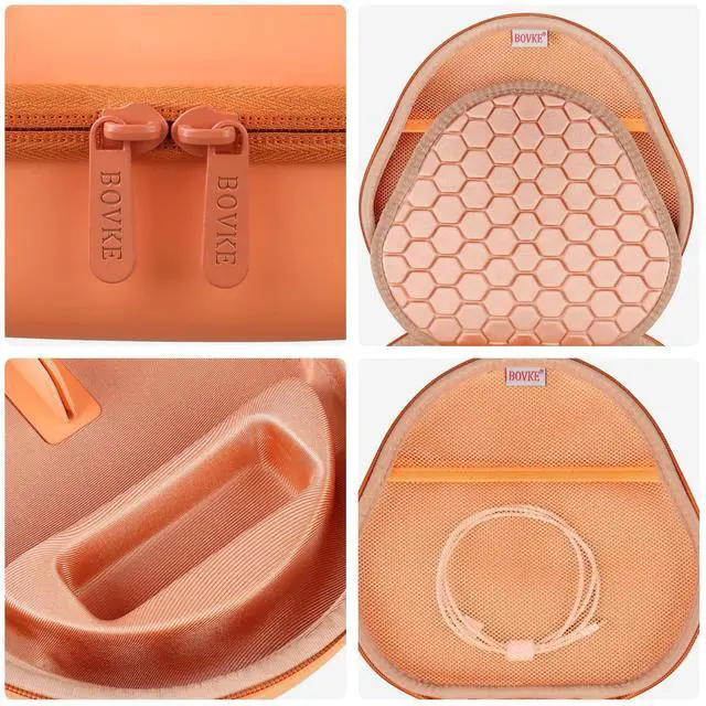 Alt view image 5 of 5 - BOVKE Hard Carrying Case with Sleep Mode for Apple AirPods Max 2 Wireless Over-Ear Headphones, AirPods Max Protective Portable Storage Bag with Mesh Pocket for Charging Cables Accessories, Oran