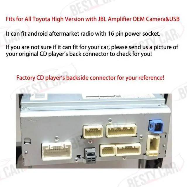 Alt view image 2 of 5 - Bestycar Car Radio Stereo Power Harness Wiring for Toyota Corolla Highlander Tacoma USB Cable CANBUS Decoder for 9/10.1'' Head Unit CD Player Support JBL Amplifier OEM Camera Steering Wheel Control