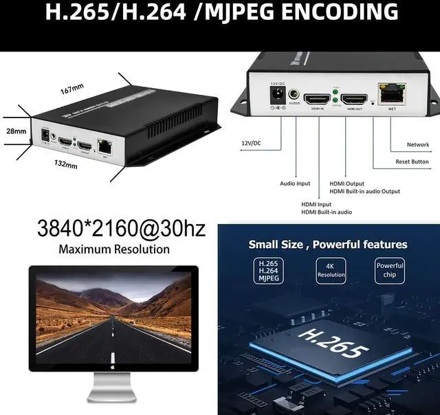 Alt view image 5 of 5 - ORIVISION 4K H264 MPEG4 Encoder with HDMI Loop-Out Support HTTP RTMP RTMPS RTSP FLS FLV Multicast HDMI Video Encoder