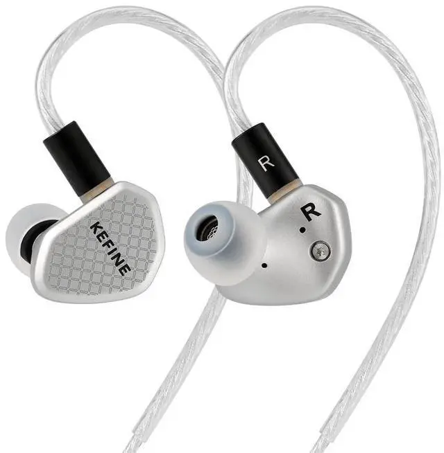 Main image of HZNXEPX KEFINE Klean in-Ear Monitors, IEMs for Gaming, 10mm DLC Diaphragm Dynamic Driver Earphones, Dual-Cavity IEMs with Silver-Plated Copper Cable, 3.5mm Wired Earbuds (Silver, No Mic 3.5mm)