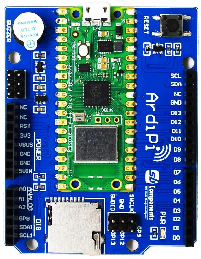 Main image of SB Components ArdiPi Based on Pico W Wireless Alternative of UNO R3 Development Board, Wi-Fi Connectivity, and Multi-Language Support