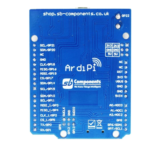 Alt view image 3 of 3 - SB Components ArdiPi Based on Pico W Wireless Alternative of UNO R3 Development Board, Wi-Fi Connectivity, and Multi-Language Support
