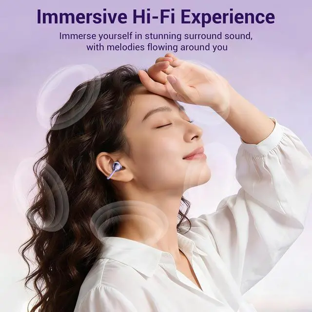 Alt view image 4 of 5 - FADCAMELOS 2-in-1 Wireless Earbuds Set, Open-Ear Clip & Mini Sleep Headphones, 36H Battery, Bass Sound, Ultra Comfortable, IPX5 Waterproof, Stylish for Work/Sport/Sleep