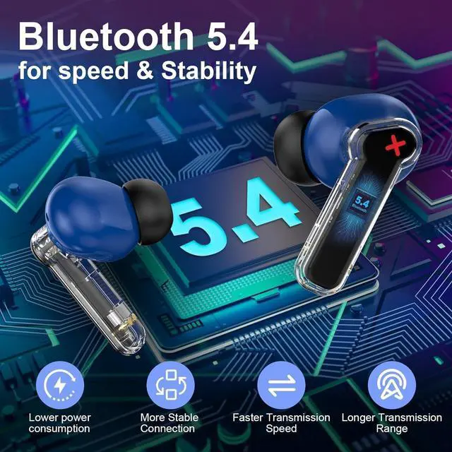 Alt view image 2 of 5 - SIXTHGU Ear Buds Wireless Earbuds Bluetooth 5.4 Headphones with 40H Playtime Touch Screen Earbuds, Call ENC Noise Active Noise Cancelling, in Ear Headphones for iPhone/Android (White)
