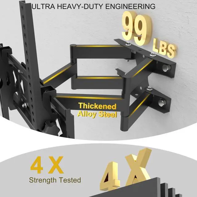 Alt view image 3 of 5 - Ageszoe Full Motion Articulating TV Wall Mount for 32 Inch to 65 Inch TVs, Max VESA 400 x 400, Extended Arms 15.75 Inch, +15~-15 Tilting, Heavy Duty Low Profile Tilting TV Wall Mounted Bracket