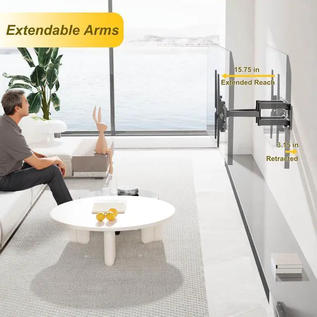 Alt view image 5 of 5 - Ageszoe Full Motion Articulating TV Wall Mount for 32 Inch to 65 Inch TVs, Max VESA 400 x 400, Extended Arms 15.75 Inch, +15~-15 Tilting, Heavy Duty Low Profile Tilting TV Wall Mounted Bracket