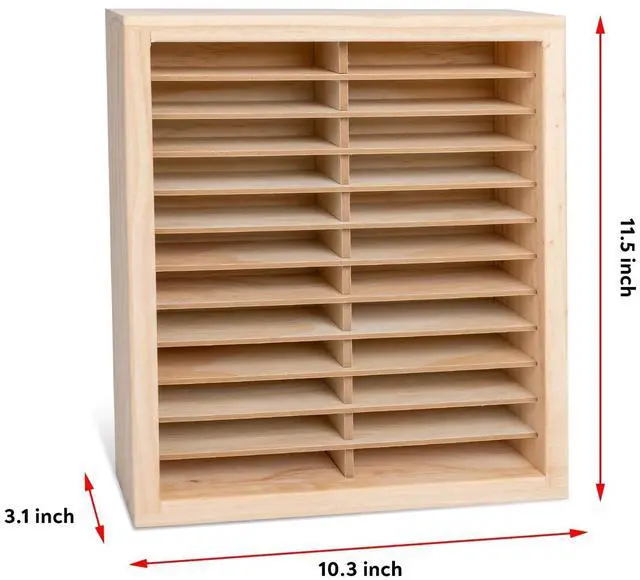 Alt view image 5 of 5 - Waratah Designs Cassette Tape Storage Rack, 24-slot Wood Cassette Tape Holder, Wall Mount or Freestanding Audio Cassette Organizer, Playing Card Storage, Unfinished Pine