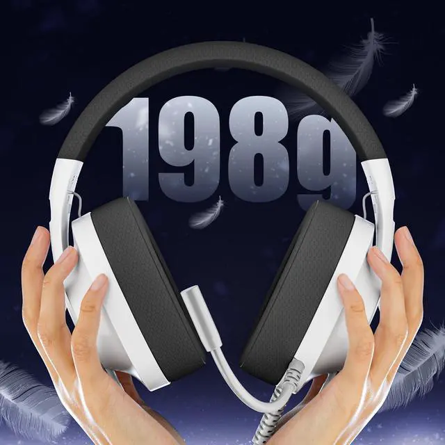 Alt view image 2 of 5 - WIRWTRU S30 Gaming Headset with Microphone,198g Lightweight Design, Wired Gaming Headphones for Xbox, Xbox Series X^^S, PS5, PS4, Switch, PC, Noise Cancelling Mic, Soft Earmuffs (White&Black)
