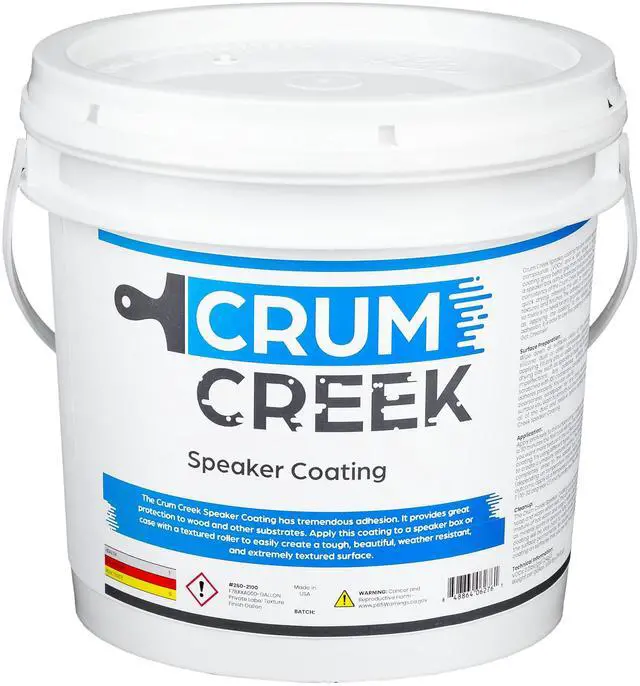 Main image of CRUM CREEK Speaker Cabinet Coating ^^ Speaker Paint Black 1 Gallon Texture Coating for Speaker Cabinets, Road Cases, Metal & Furniture ^^ Durable, Easy to Apply, and Long-Lasting Protection