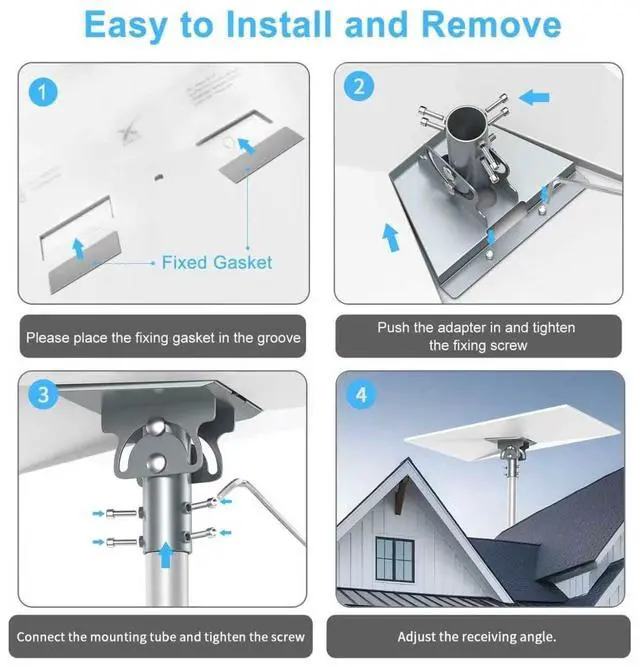 Alt view image 4 of 5 - Starlink Gen 3 Mount, Starlink Pole Mount Bracket, Starlink Mounting Kit for Standard Dish V3; Fits 1.12.1 in Masts, 90180 Adjustable Pipe Adapter, Gray