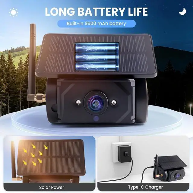 Alt view image 3 of 5 - RVSNAIL Magnetic Solar Wireless Backup Camera with 7" 1080P Monitor, 2 Backup Cam-Kit, Alarm Function, Night Vision,Easy Install, Trailer Back up Camera Systems for RV Truck Camper SUV