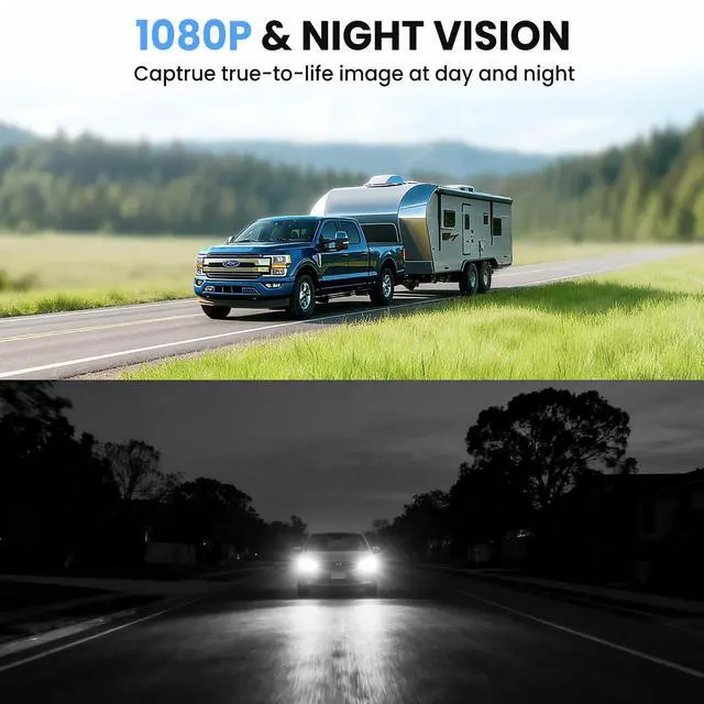 Alt view image 5 of 5 - RVSNAIL Magnetic Solar Wireless Backup Camera with 7" 1080P Monitor, 2 Backup Cam-Kit, Alarm Function, Night Vision,Easy Install, Trailer Back up Camera Systems for RV Truck Camper SUV
