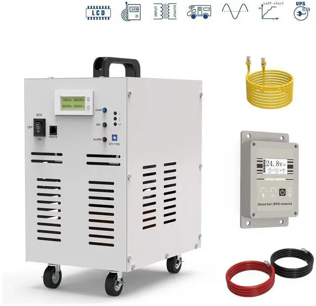 Alt view image 2 of 5 - Solinba 3KW(Peak 9KW) Pure Sine Wave Off Grid Power Inverter 80A Battery Charge Function DC12v to AC110v Converter Generator 60Hz+DC+AC LCD Display