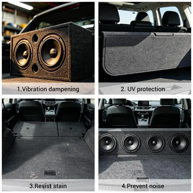 Alt view image 4 of 5 - Black Underfelt Carpet for Speaker, Sub Box Carpet, Auto, RV, Boat, Marine, Truck, Car Trunk Felt Fabric Material, Soft and Durable (Dark Grey, 71x71 inch)