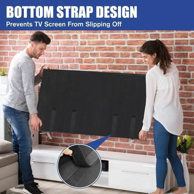 Alt view image 4 of 5 - Wibeelee TV Cover Moving Dust Anti-Scratch TV Screen Cover Fits 70"-75" TV with Bottom Strap for Protection TV Moving Home Renovation Pet Scratch or Other Furniture(75")