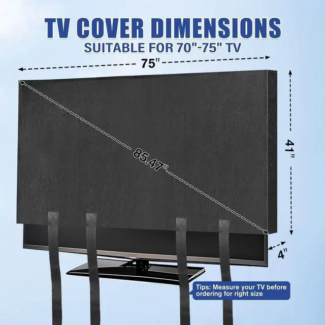 Alt view image 2 of 5 - Wibeelee TV Cover Moving Dust Anti-Scratch TV Screen Cover Fits 70"-75" TV with Bottom Strap for Protection TV Moving Home Renovation Pet Scratch or Other Furniture(75")