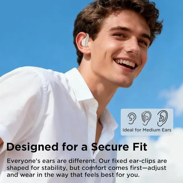 Alt view image 3 of 5 - Open Ear Earbuds, Open Ear Headphones, Running Earbuds Wireless, Headphones Bluetooth Wireless 5.4, Noise Cancelling Earbuds 50H Playtime, IPX5 Waterproof Earphones For Workout, Running